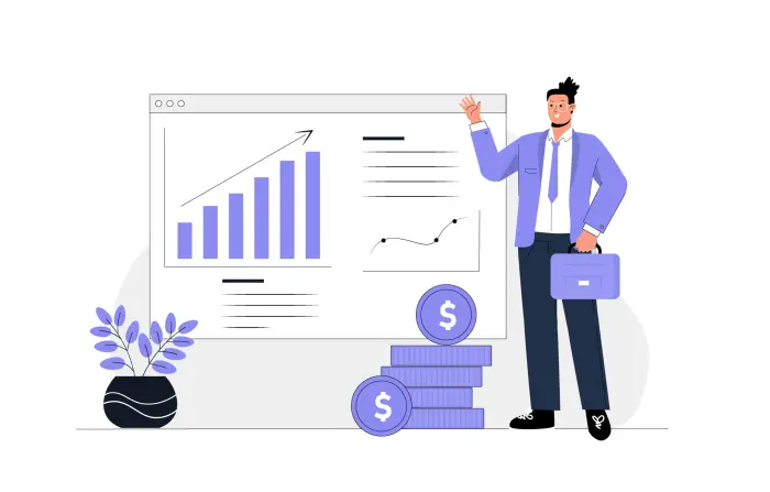 Investment Analysis Character Stock Illustration image